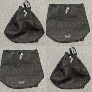 NWT Victoria’s Secret Glitter Black Drawstring Backpack